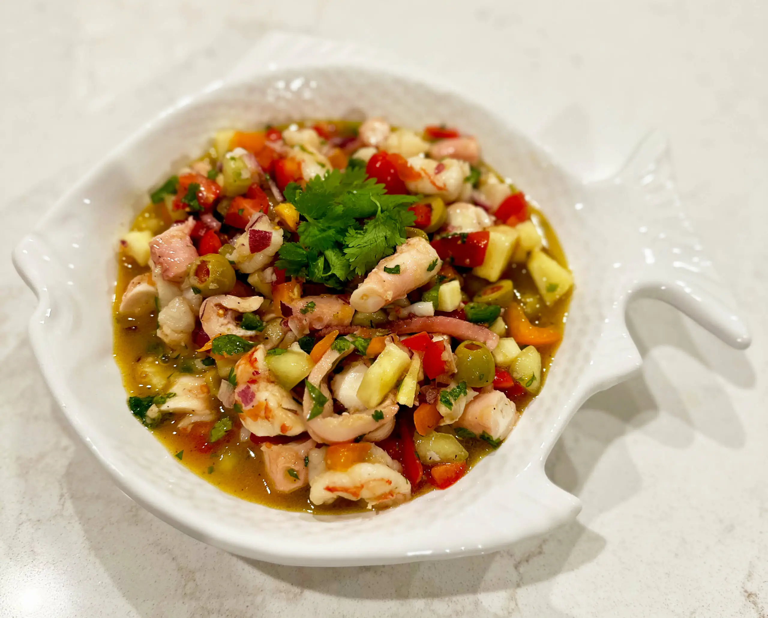 Nutritious dish of octopus and shrimp ceviche