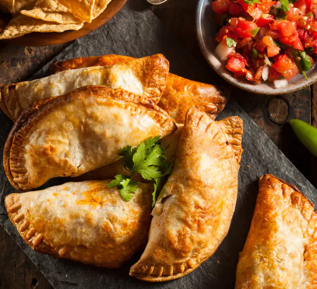 Empanadas with salsa and chips
